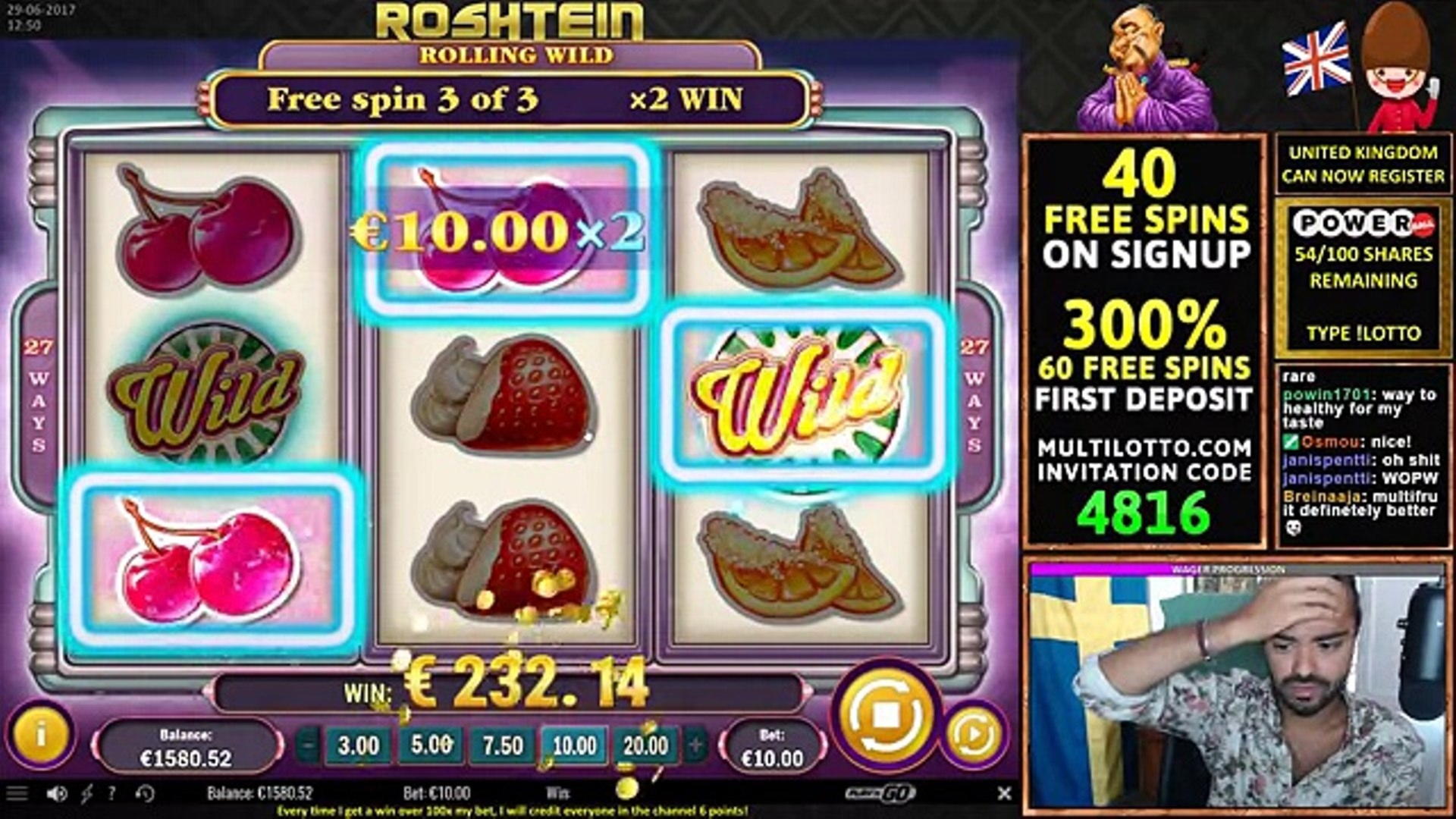 155 Free spins no deposit at Casinia Casino