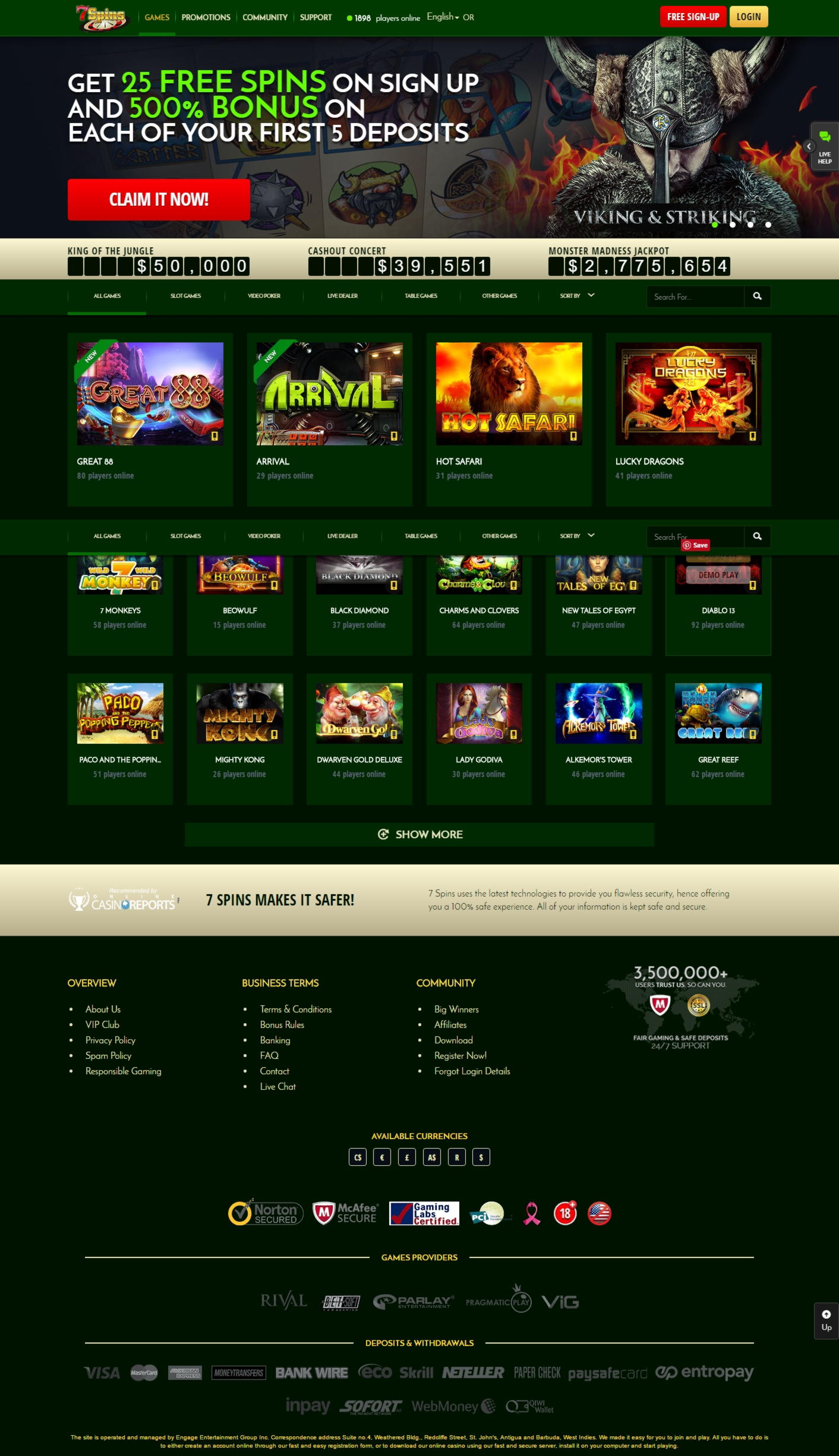 855% Deposit Match Bonus at Slots Million Casino