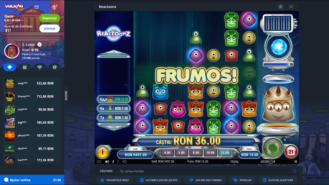 ? Cum am castigat 1000 lei online casino Romania inward cateva minute! Reactoonz slot