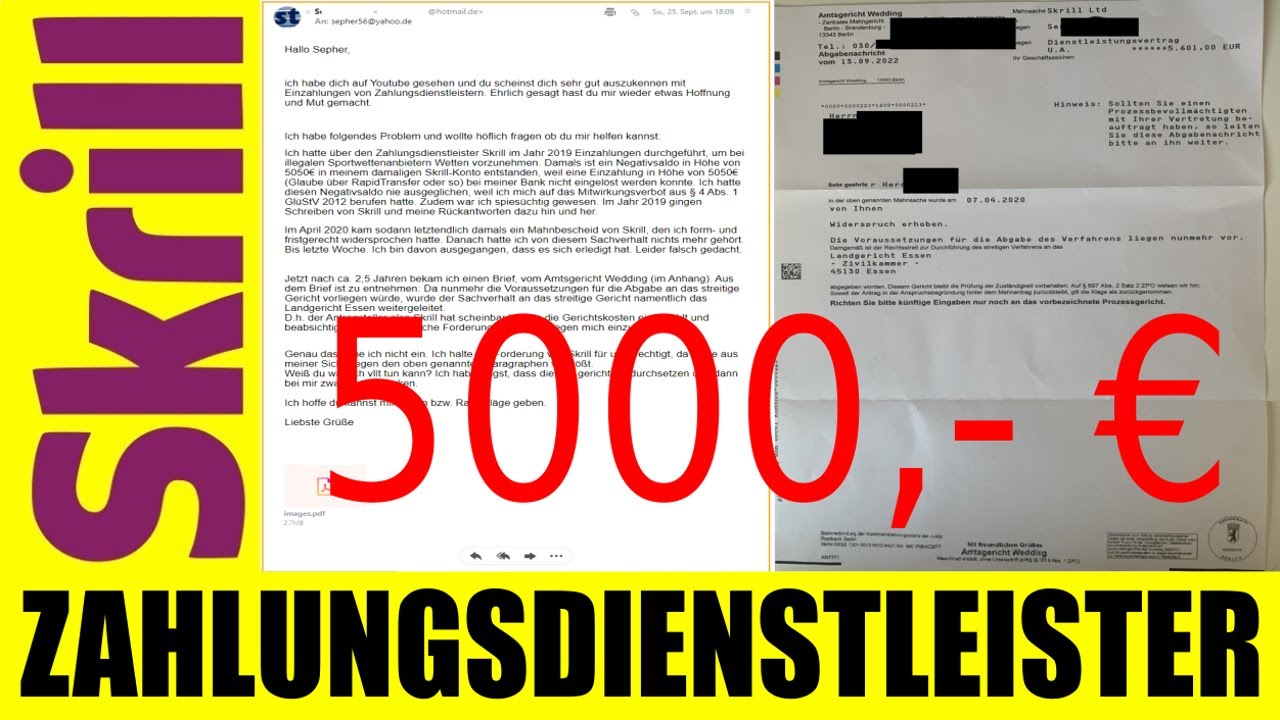 Skrill !!! Zieht wegen 5000 € Online Casino Schulden vor Landgericht   ( U N M Ö G L I C H )