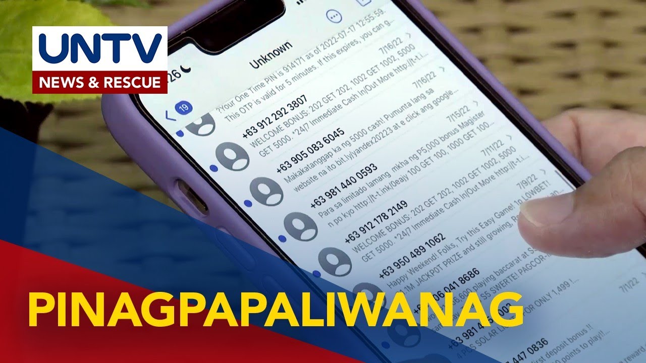 Online gambling, cryptocurrency sites, pinagpapaliwanag re: scam text